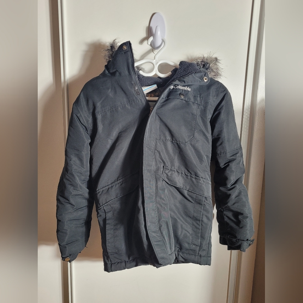 KIds Columbia Black Winter Jacket with Fur Hood